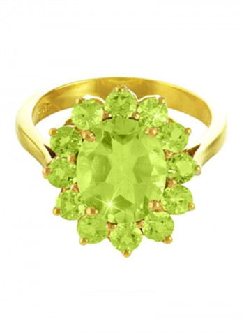 18 Karat Solid Gold Genuine Peridot Ring