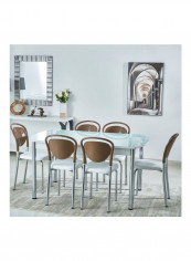 Franklin 6-Seater Dining Set Brown/White/Silver