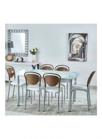 Franklin 6-Seater Dining Set Brown/White/Silver