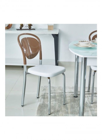 Franklin 6-Seater Dining Set Brown/White/Silver