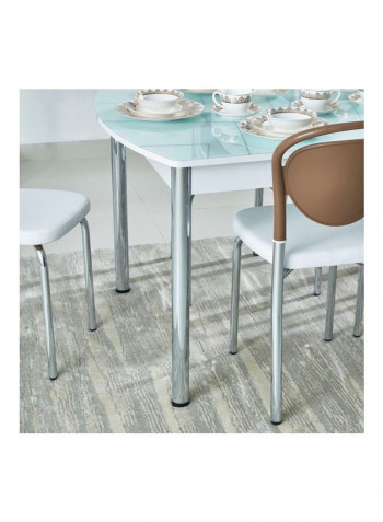 Franklin 6-Seater Dining Set Brown/White/Silver