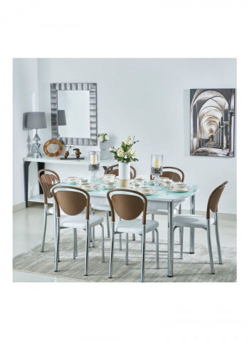 Franklin 6-Seater Dining Set Brown/White/Silver