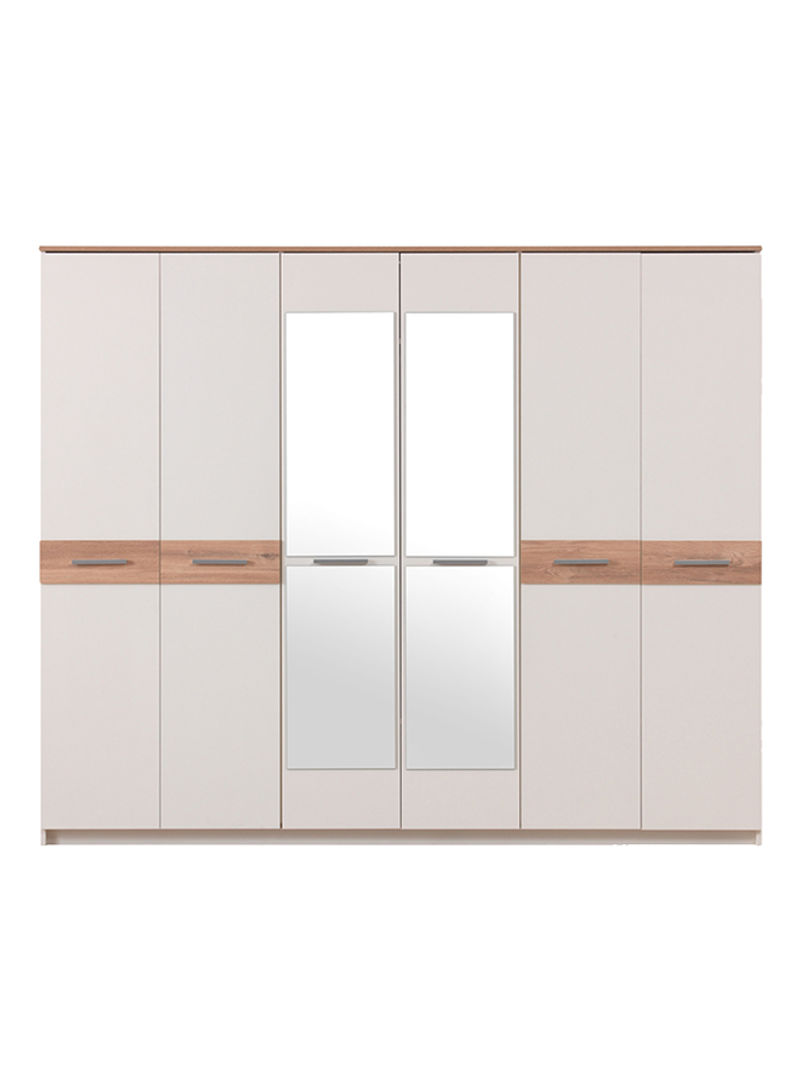 6-Door Wardrobe With 2-Mirrors Multicolour 250 x 210 x 60centimeter