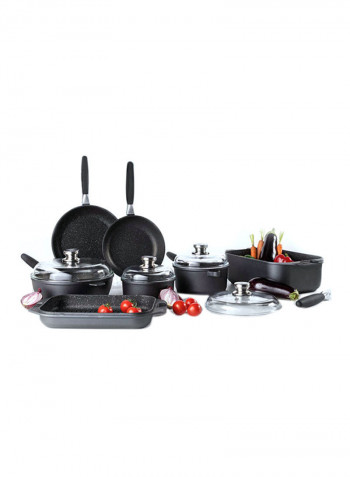 11-Piece Eurocast Non Stick Cookware Set Black