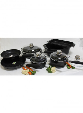 11-Piece Eurocast Non Stick Cookware Set Black