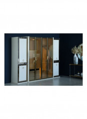 6-Door Britona Wardrobe White/Clear/Silver 63x220x270cm