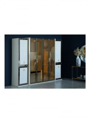 6-Door Britona Wardrobe White/Clear/Silver 63x220x270cm