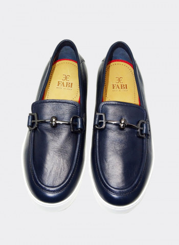 Men's Metal Detail Slip-On Shoes كحلي