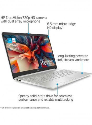 15-DY2044NR Touchscreen Laptop With 15.6-Inch Display, Core i3-1115G4 Processer/8GB RAM/256GB SSD/Intel UHD Graphics Natural Silver