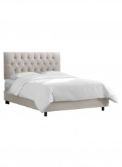 Tufted Bed With Mattress Light Grey 160 x 200centimeter