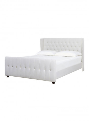 David Tufted Wingback Bed Without Mattress White Super King