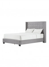 Melina Tufted Wingback Bed Without Mattress Grey Super King