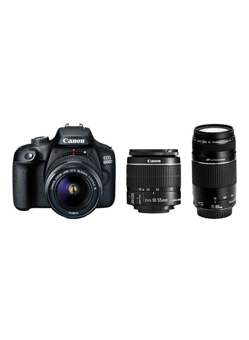 EOS 4000D DSLR With EF-S 18-55mm f/3.5-5.6 III Lens + EF 75-300mm f/4-5.6 III USM Lens 18MP,Built-In Wi-Fi And Bluetooth