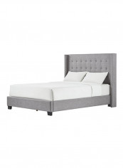Melina Tufted Wingback Bed With Mattress Grey/White Queen