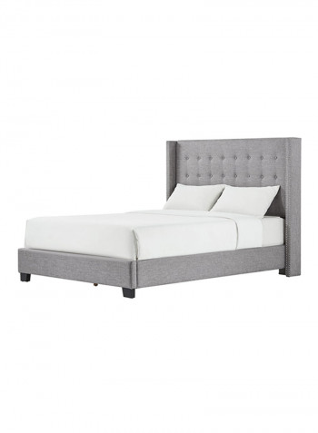 Melina Tufted Wingback Bed With Mattress Grey/White Queen