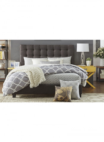 Briella Button Tufted Bed Without Mattress Grey Super King