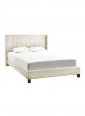 Melina Tufted Wingback Bed With Mattress Beige/White Queen
