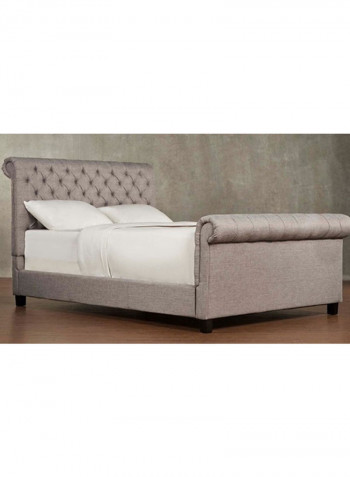 Oxford Rolled Top Tufted Sleigh Bed Frame With Mattress Grey/White Queen