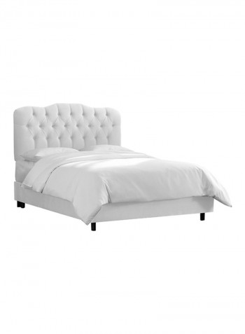 Velvet Tufted Bed With Mattress White Queen