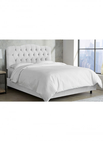 Velvet Tufted Bed With Mattress White Queen