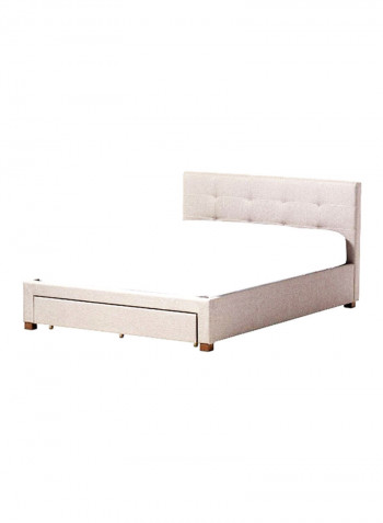 Contemporary Platform Storage Bed With Mattress Beige/White King