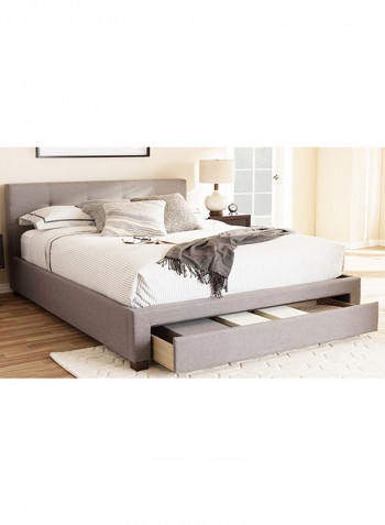Contemporary Platform Storage Bed With Mattress Beige/White King