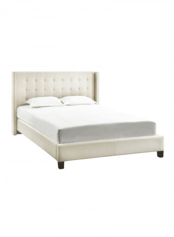Melina Tufted Wingback Bed Without Mattress Beige Super King