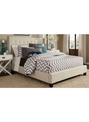 Melina Tufted Wingback Bed Without Mattress Beige Super King