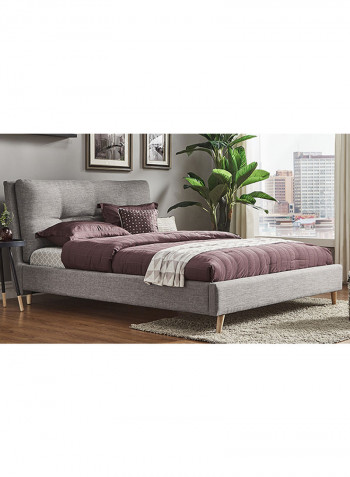 Plush Tufted Padded Headboard Bed Without Mattress Grey Super King