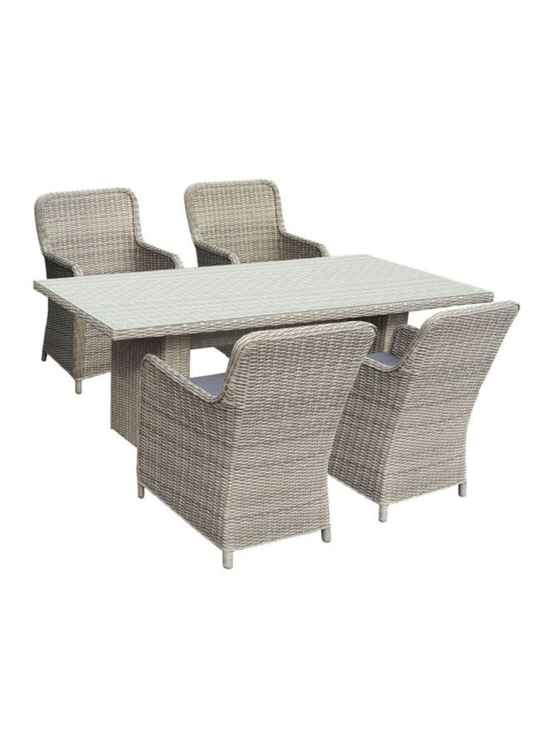5-Piece Amigo Dining Set Beige Chair 4x(62x66x93), Table 160x90x75cm