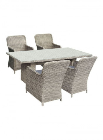 طقم طاولة طعام أميجو مكون من 5 قطع بيج Chair 4x(62x66x93), Table 160x90x75سم