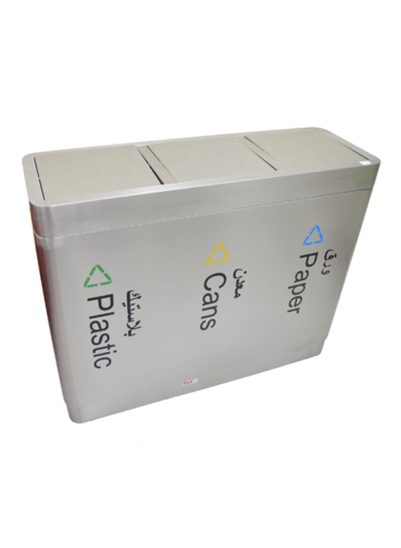 Stainless Steel Recycling Bin With Multiple Compartments Metallic Silver 180L