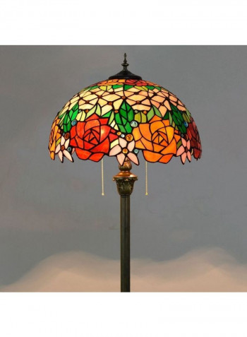 Rose Pattern Glass Lampshade Floor Lamp Multicolour