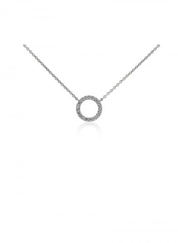 18 Karat White Gold Open Circle Diamond Necklace