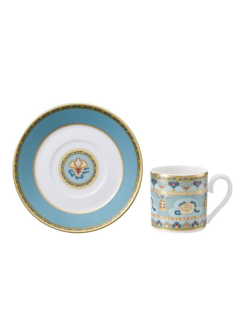 12-Piece Samarkand Aquamarine Espresso Cup And Saucer Set Blue/White/Gold