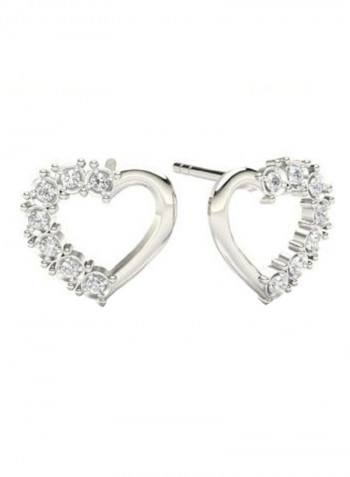18K White Gold Exquisite Design Evol Heart Diamond Stud Earring