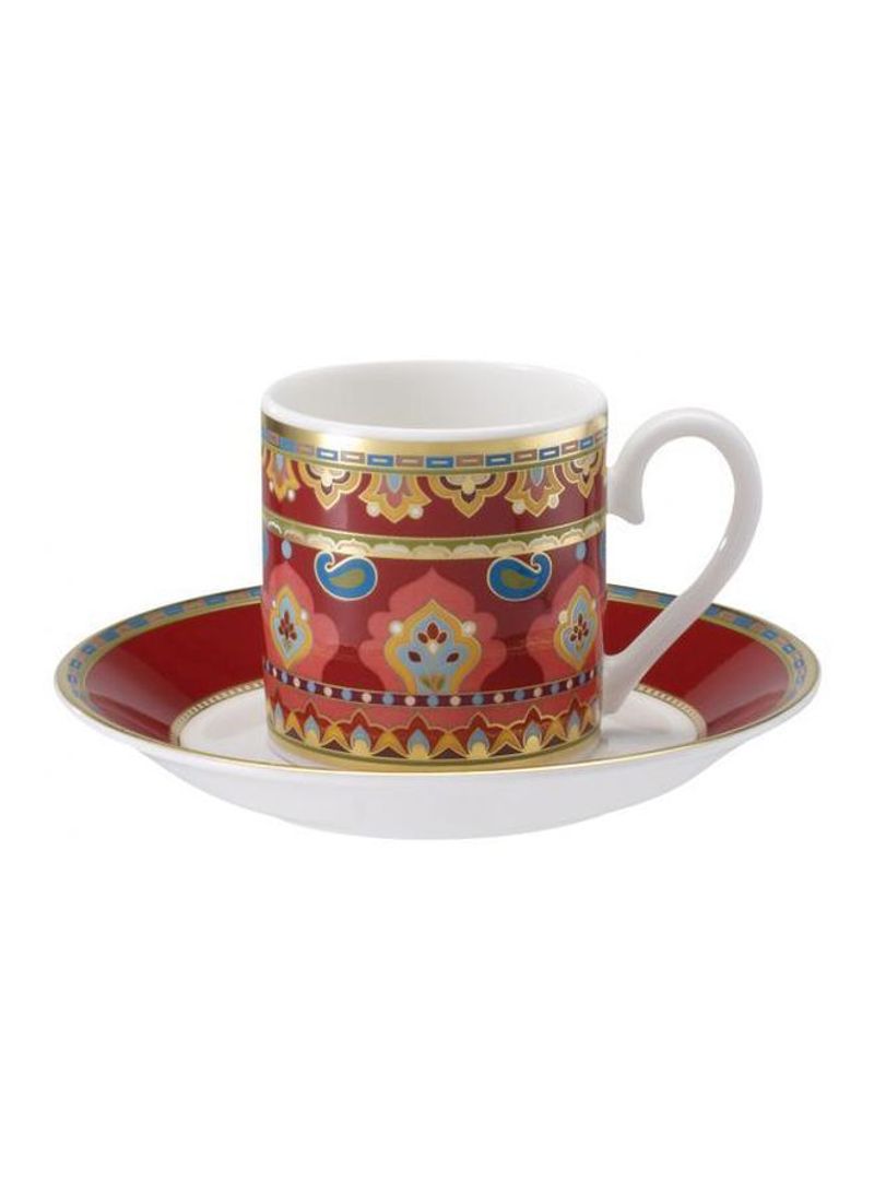 12-Piece Samarkand Rubin Espresso Cup And Saucer Set Red/Gold/White