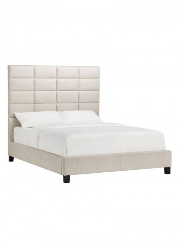 Luxurious Classic Upholstered Bed Without Mattress Beige 160 x 200centimeter