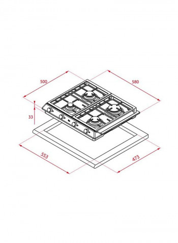 Gas Hob With 4 Double Ring Burner 40211351 Silver