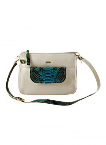 Melange Leather Shoulder Bag White/Blue