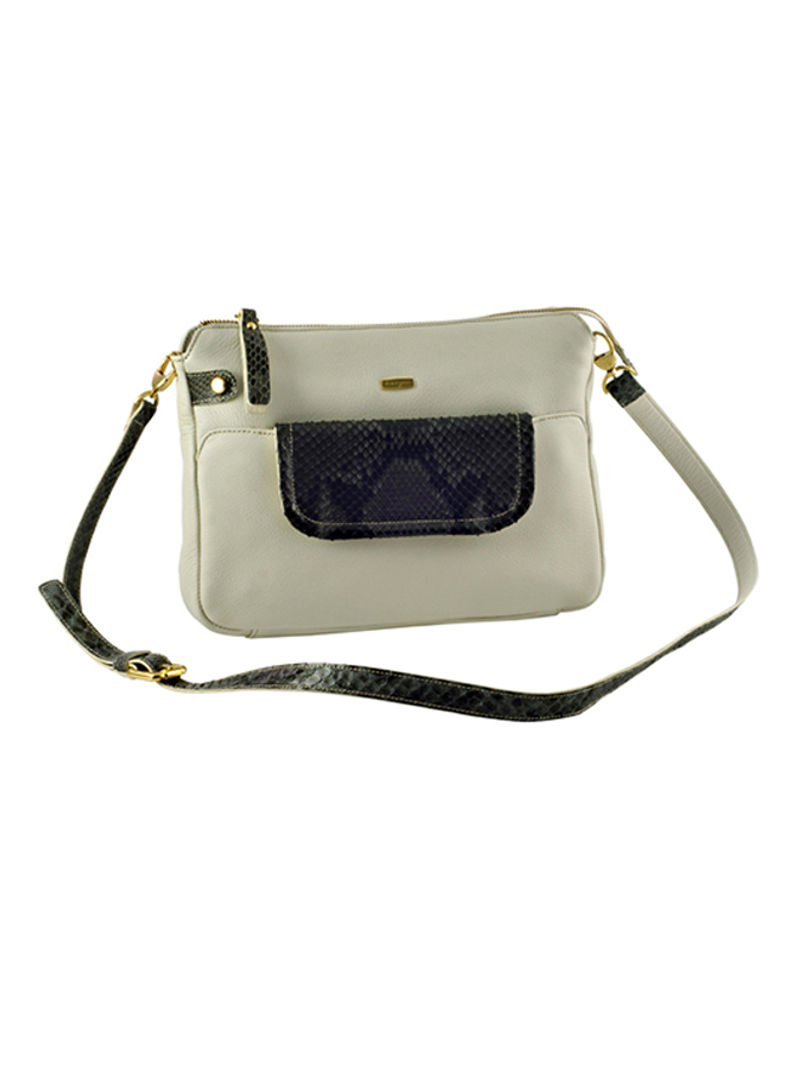 Melange Leather Shoulder Bag White/Grey