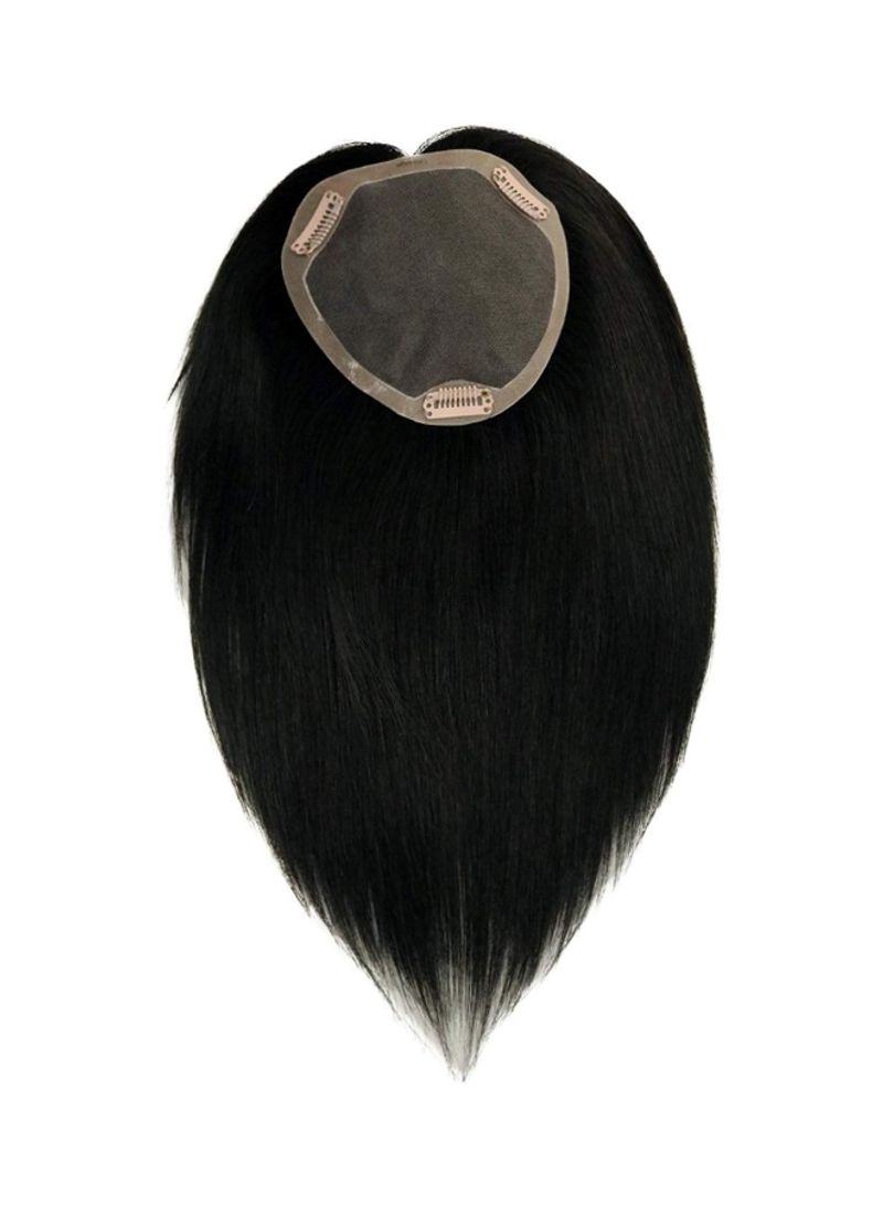 Natural Straight Mono Hairpiece Human Hair Extension Y-1B 14inch