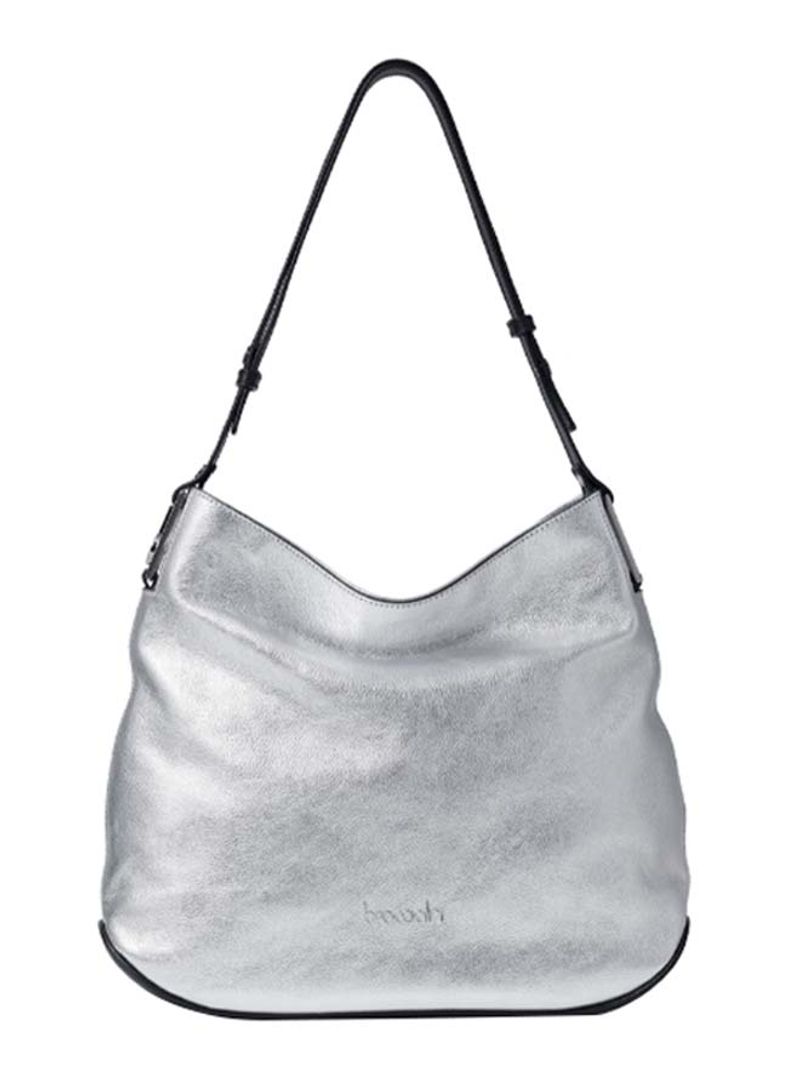 Hellen Mini Logo Detail Shoulder Bag Silver/Black