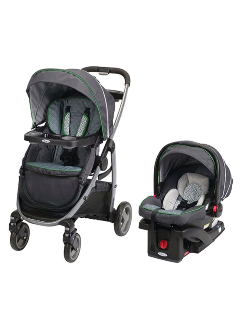 Single System Stroller With Car Seat - Black/Grey/Green