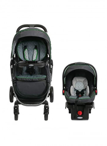 Single System Stroller With Car Seat - Black/Grey/Green