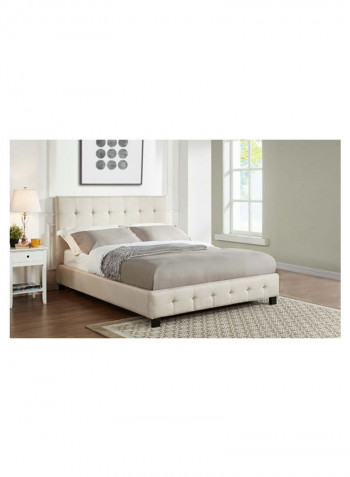 Blind Tufted Bed With Mattress Beige 160 x 200centimeter