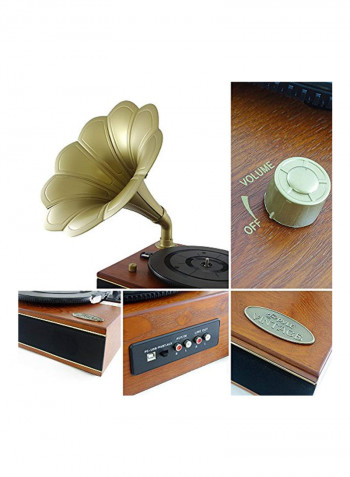 Compatible Bluetooth Gramophone PNGTT12RBT Gold/Brown/Black