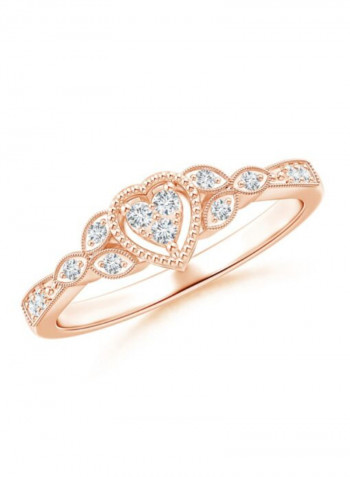 18 Karat Rose Gold Milgrain Diamond Heart Ring