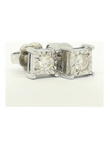 18 Karat White Gold With 0.26 Ct Genuine Diamond Studs