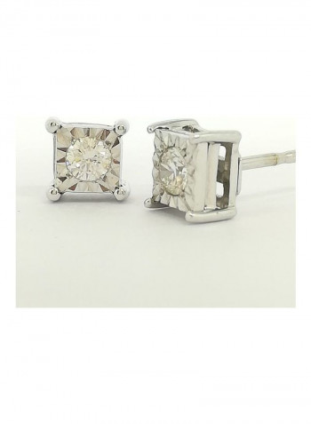 18 Karat White Gold With 0.26 Ct Genuine Diamond Studs
